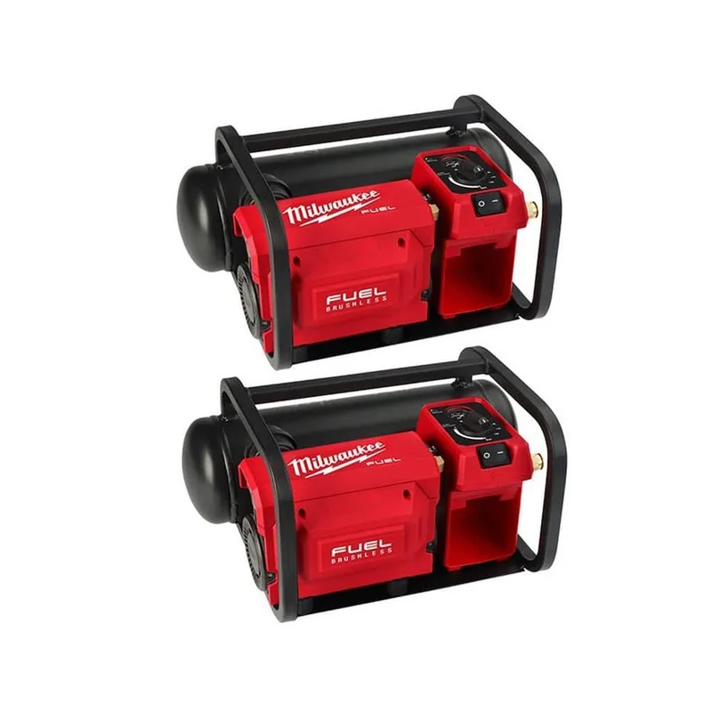 Milwaukee M18 FUEL — Two 2-Gallon Cordless Compressors, 2-Pack — product photograph