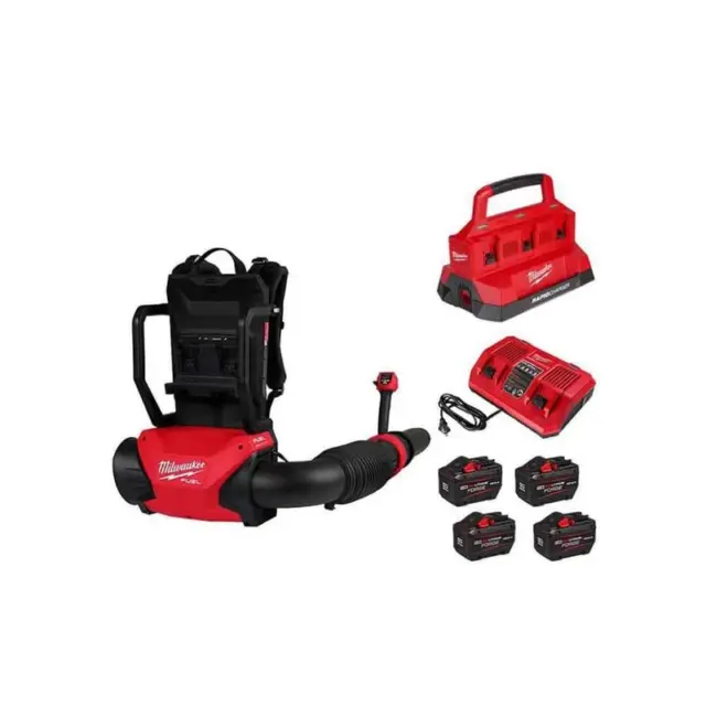 Milwaukee Backpack Blower Bundle — Four 12Ah FORGE Batteries & PACKOUT Charger