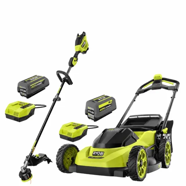 RYOBI 40V HP 20-Inch Push Mower & 17-Inch String Trimmer Kit